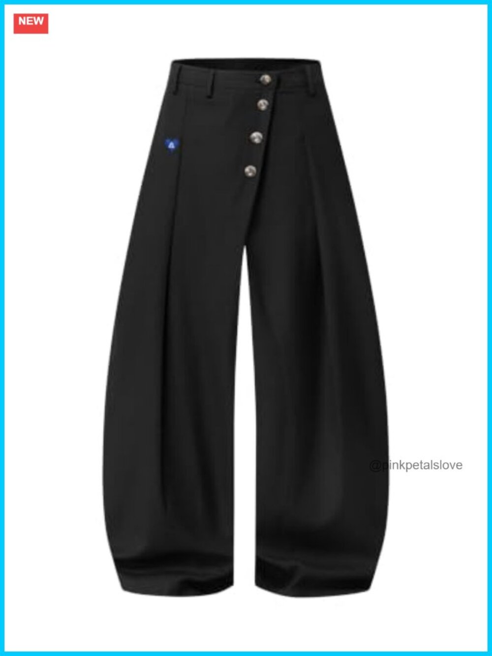 Aelfric Eden Wide Leg Dress Pants Asymmetric Button Baggy Barrel Trousers